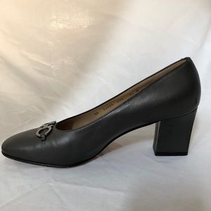 Salvatore Ferragamo w/Box Pewter Leather & Buckle